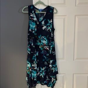 Floral Sleeveless Dress - Black and Blue